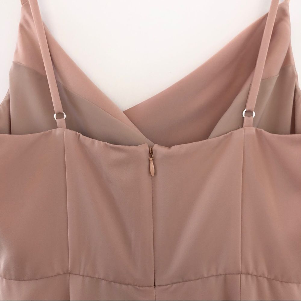 NBD REVOLVE Lila Gown in Champagne Satin Slip Draped Maxi Column Leg Slit S - Picture 8 of 13
